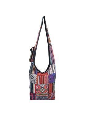 Patched Graphic Printed Cotton Hippie Hobo Bag